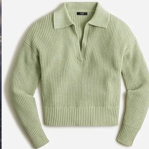 NWT J. Crew Collared Cotton Beach Sweater Light Sage Green XS - Picture 1 of 6